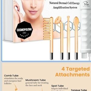 New Pure Daily Care NuDerma Handheld Skin Therapy Wand Machine Neon Anti-Aging